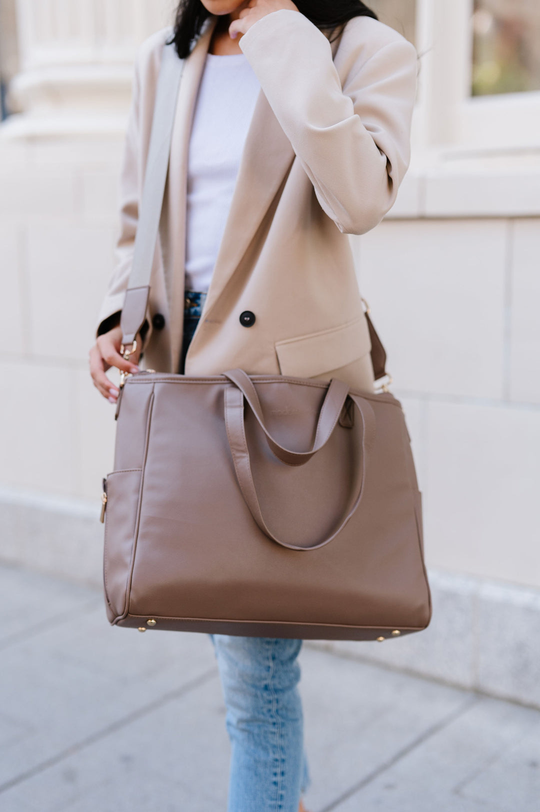 Bone Signature Tote Carry All On Laptop Bag