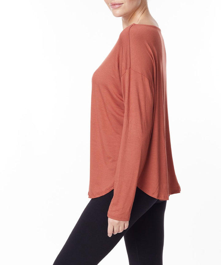 Mauve Bamboo Dolman Long Sleeve Top
