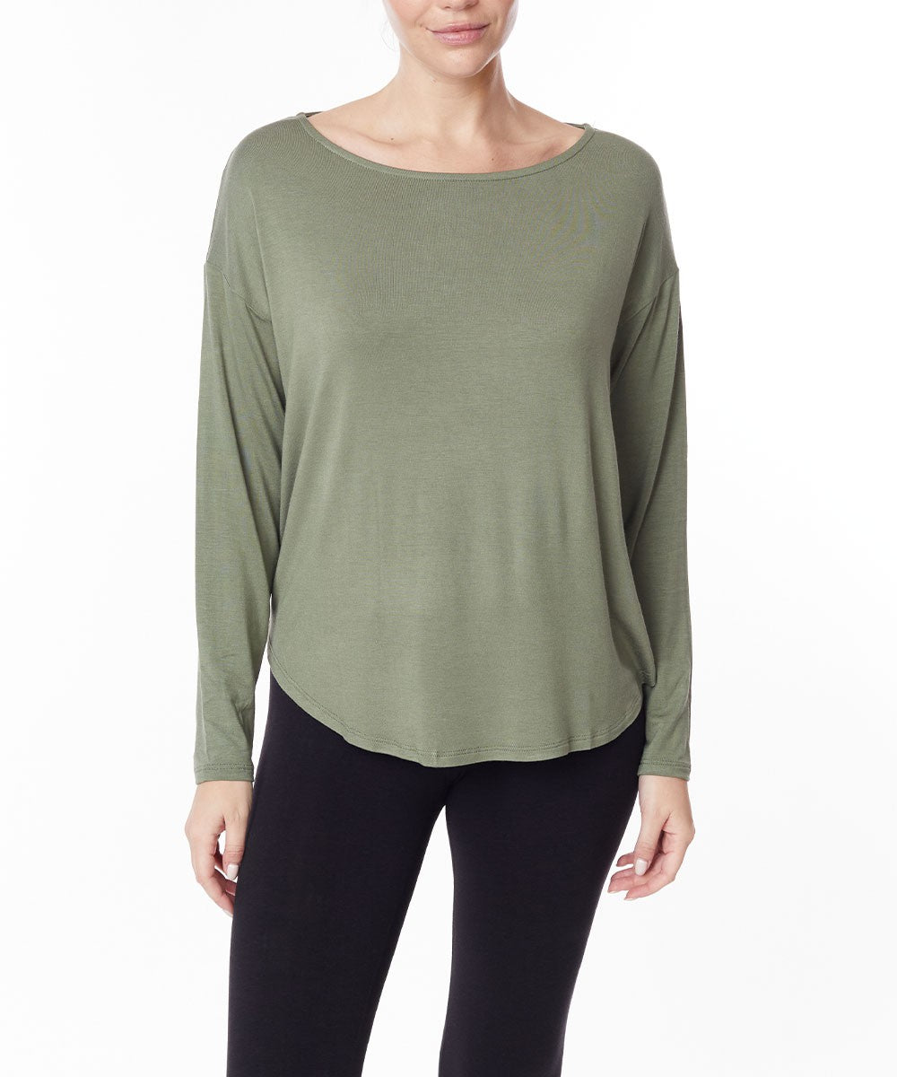 Black Bamboo Dolman Long Sleeve Top