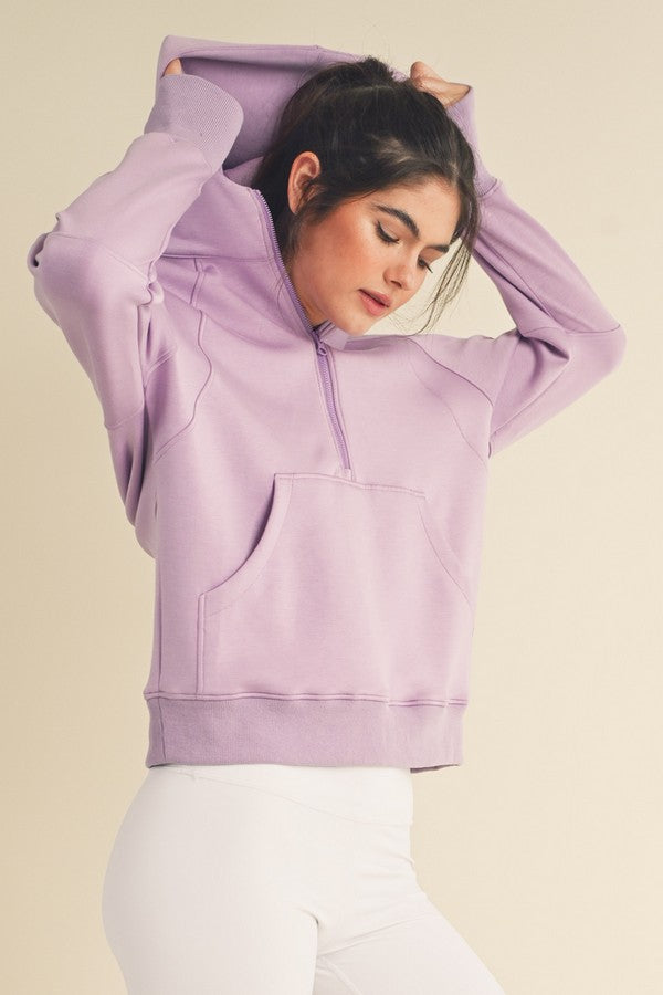 Light Purple Womens Ultracomfy Quarter Zip Hoodie