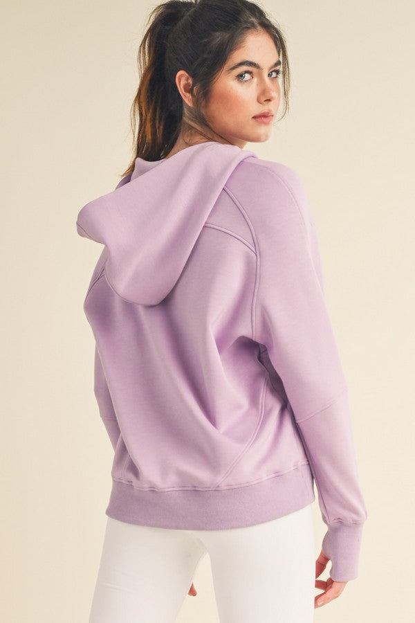 Light Purple Womens Ultracomfy Quarter Zip Hoodie