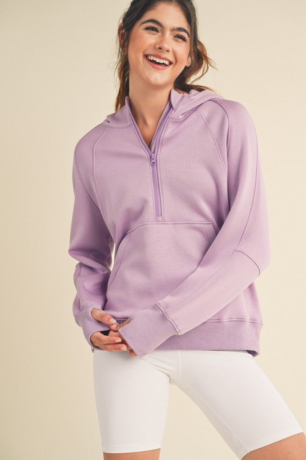 Light Coral Womens Ultracomfy Quarter Zip Hoodie