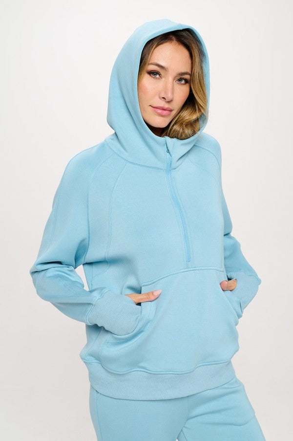 Mint Womens Ultracomfy Quarter Zip Hoodie