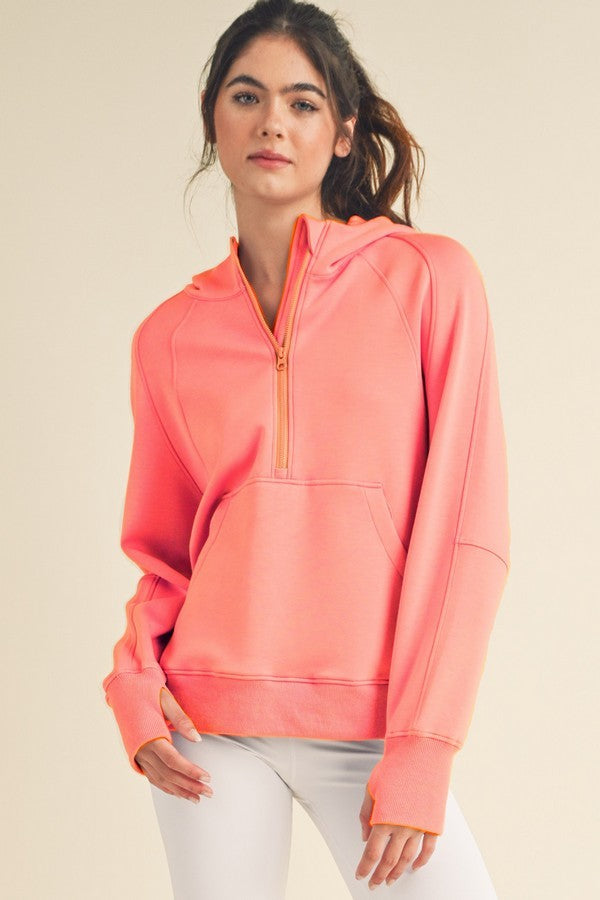 Mint Womens Ultracomfy Quarter Zip Hoodie