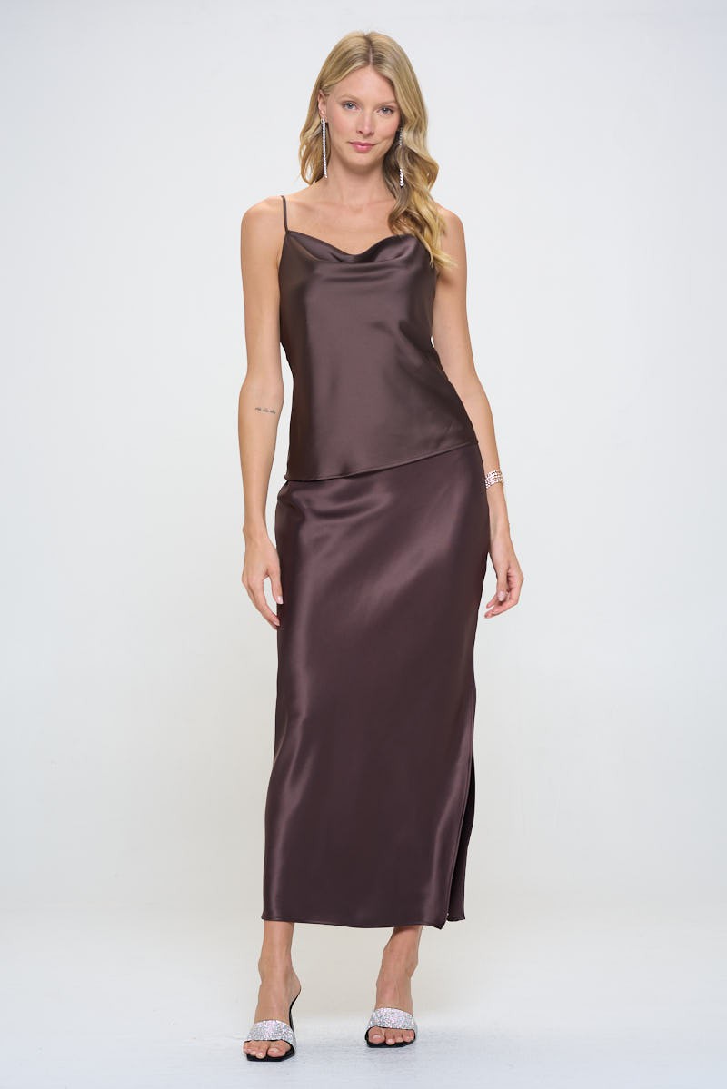 Made in USA Solid Silky Satin Tank Top