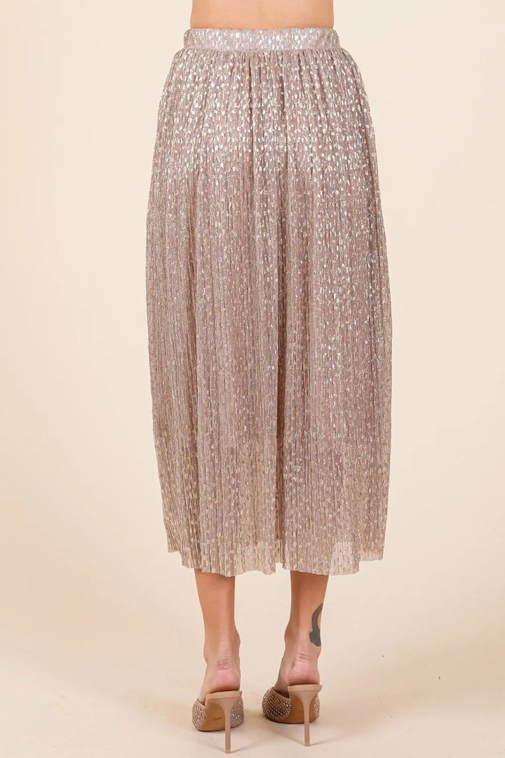 Blush Mittoshop Metallic Glitter Speckle Print Elastic Midi Skirt 1