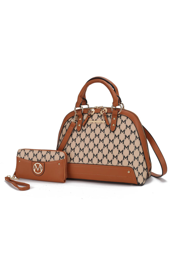 Red Mkf Frida Satchel Bag With Matching Wallet By Mia