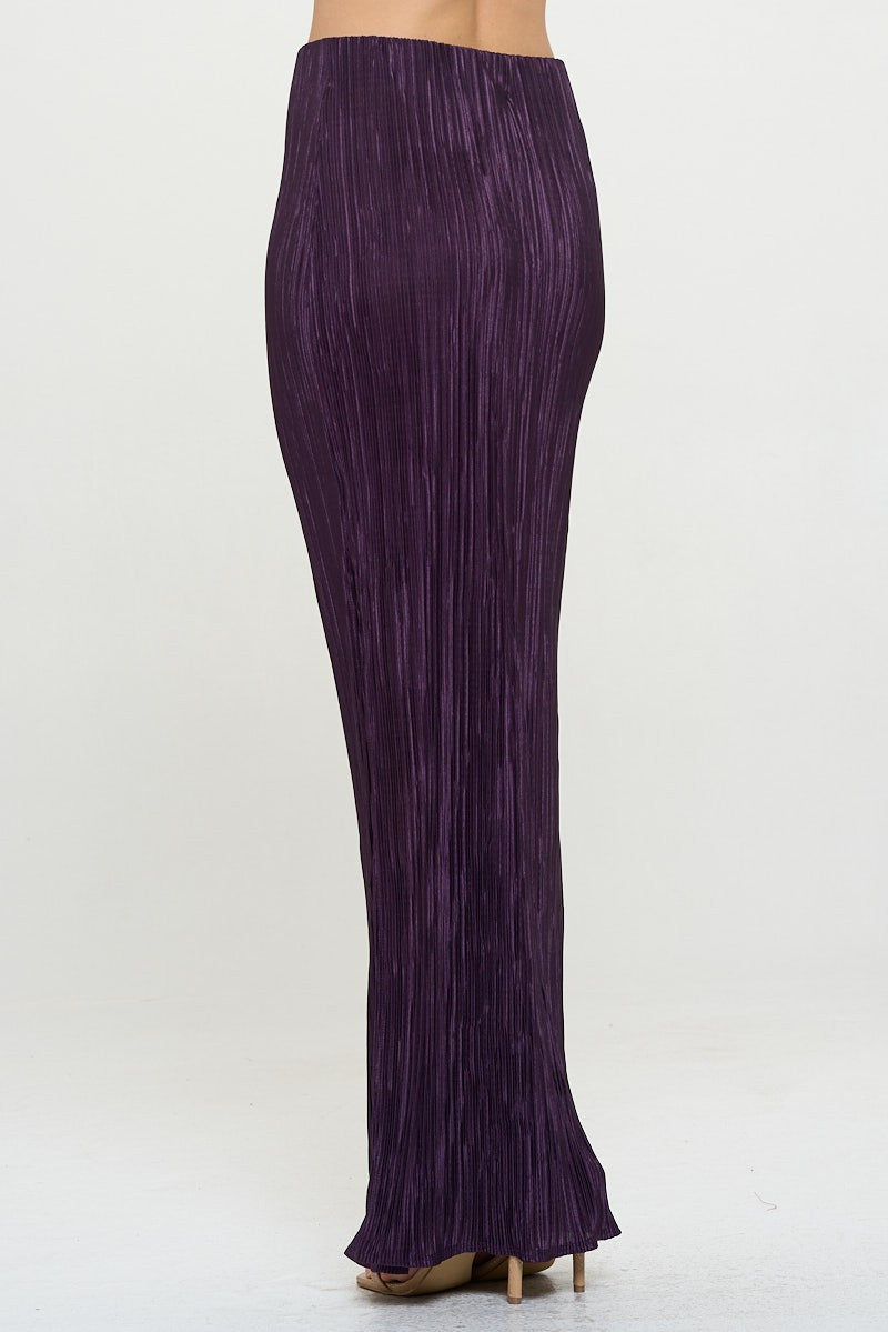 Made In Usa Plisse Maxi Skirt With Slit 3