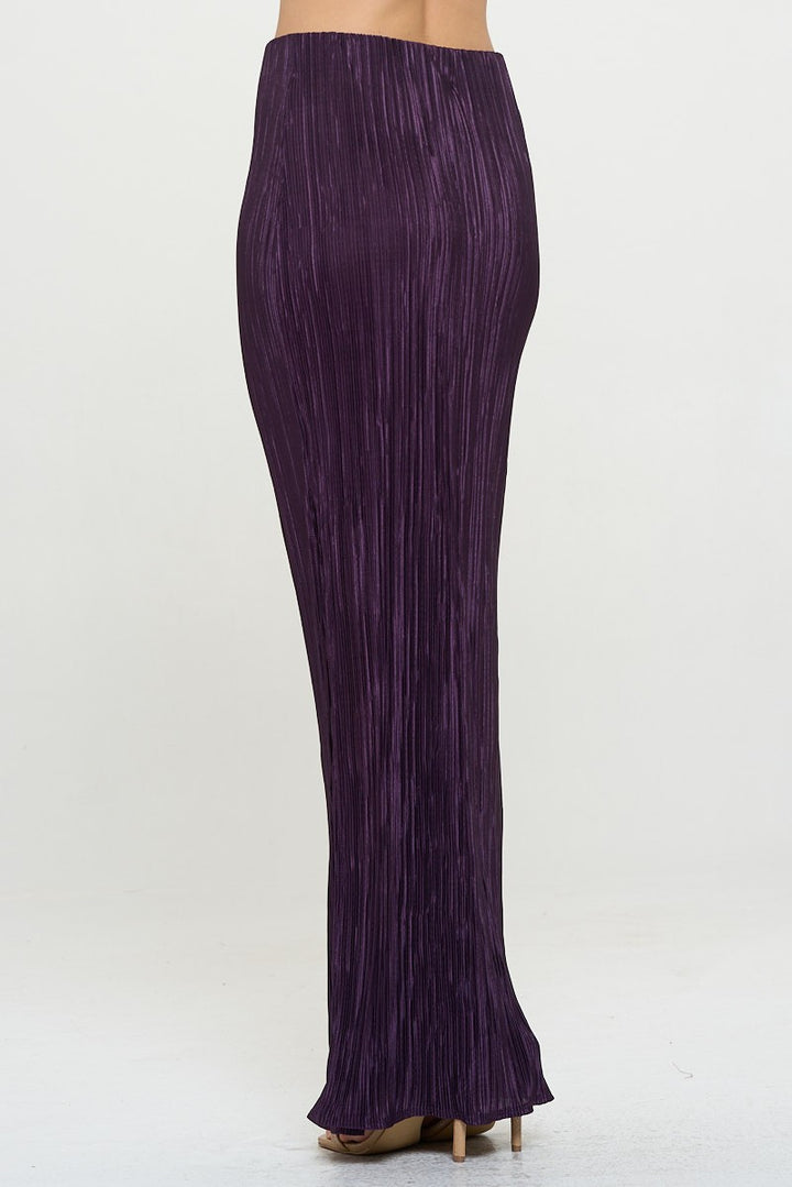 Made In Usa Plisse Maxi Skirt With Slit 3