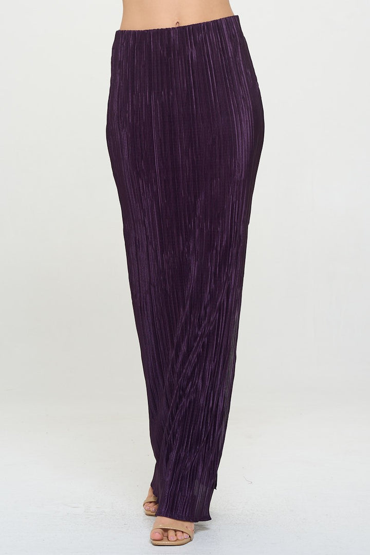 Pu Made In Usa Plisse Maxi Skirt With Slit 3