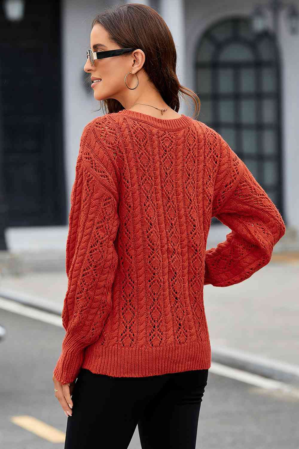 Brick Camille Cable Knit Sweater