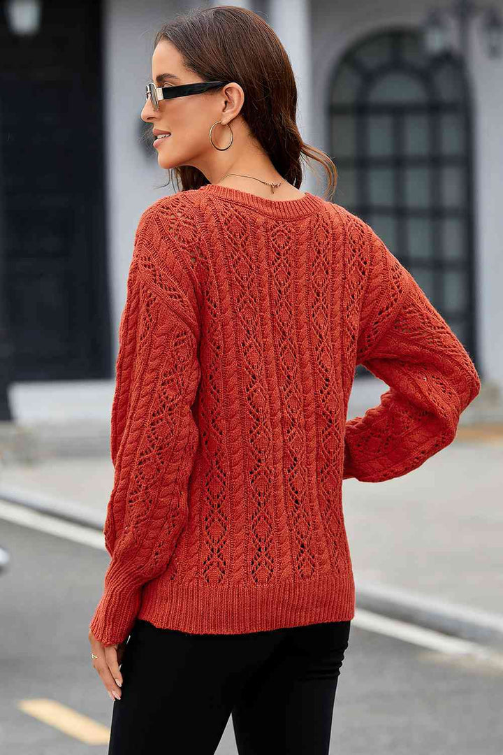 Brick Camille Cable Knit Sweater