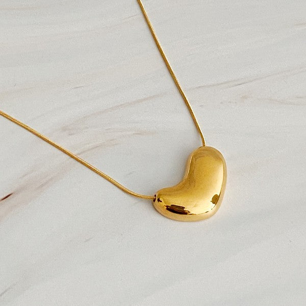 Gold Bold Molten Heart Necklace