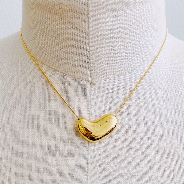 Silver Bold Molten Heart Necklace