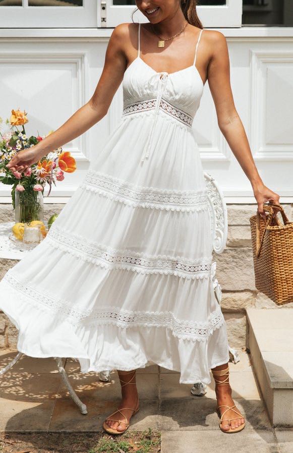 White Spaghetti Straps Maxi Dress