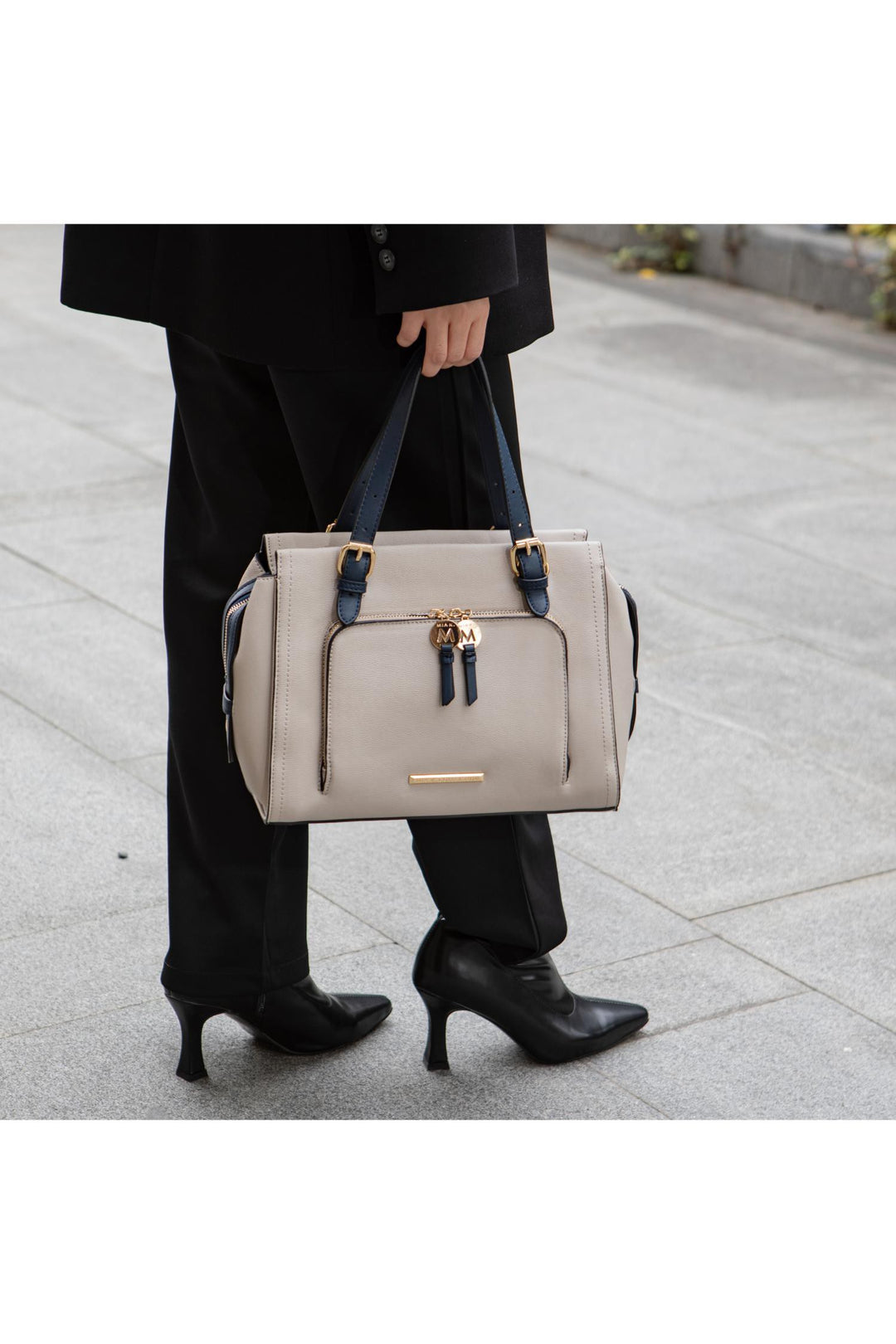 Wine-Pink Mkf Elise Color Block Satchel Bag By Mia K