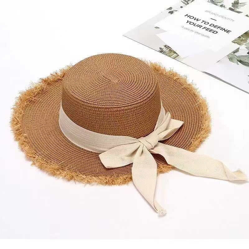 Cream Sun Hat With Bow