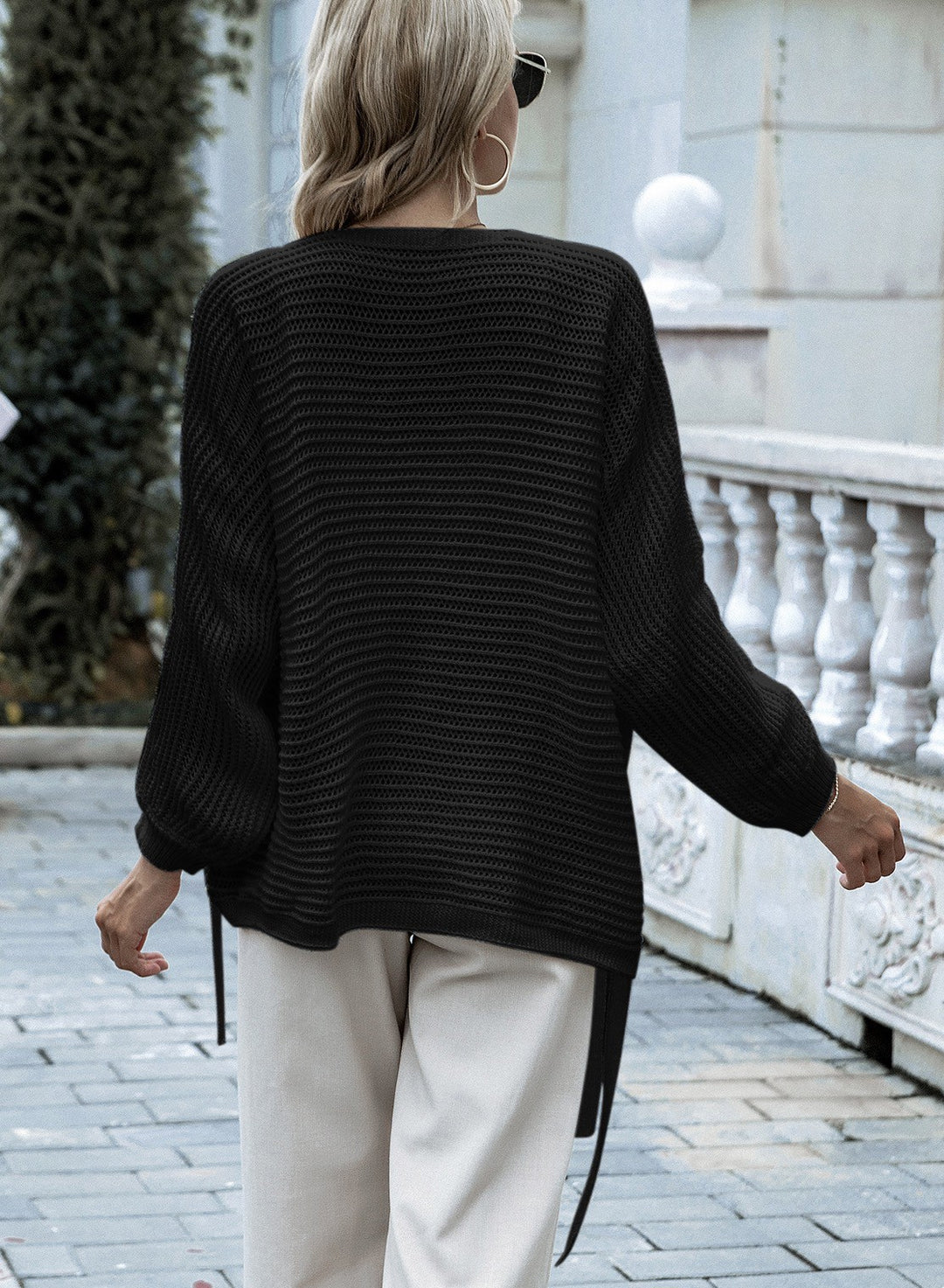 Black Black Essnce Batwing Sleeve Open Front Cardigan