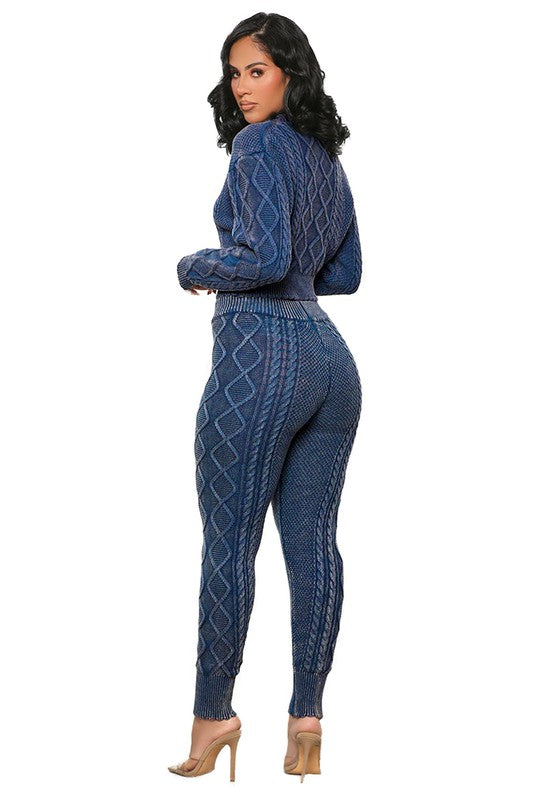 Women Fashion 2Pcs Sweater Pants Set 1