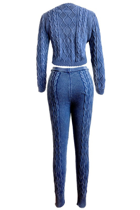 Women Fashion 2Pcs Sweater Pants Set 1