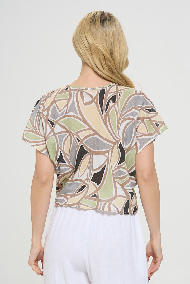Made In Usa Cotton Short Sleeve Top With Twist