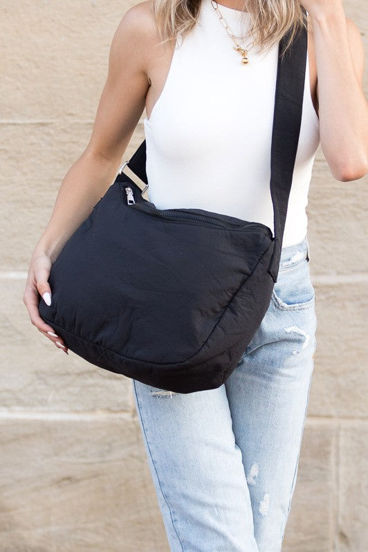 Blue Linen Lula Everywhere Nylon Messenger