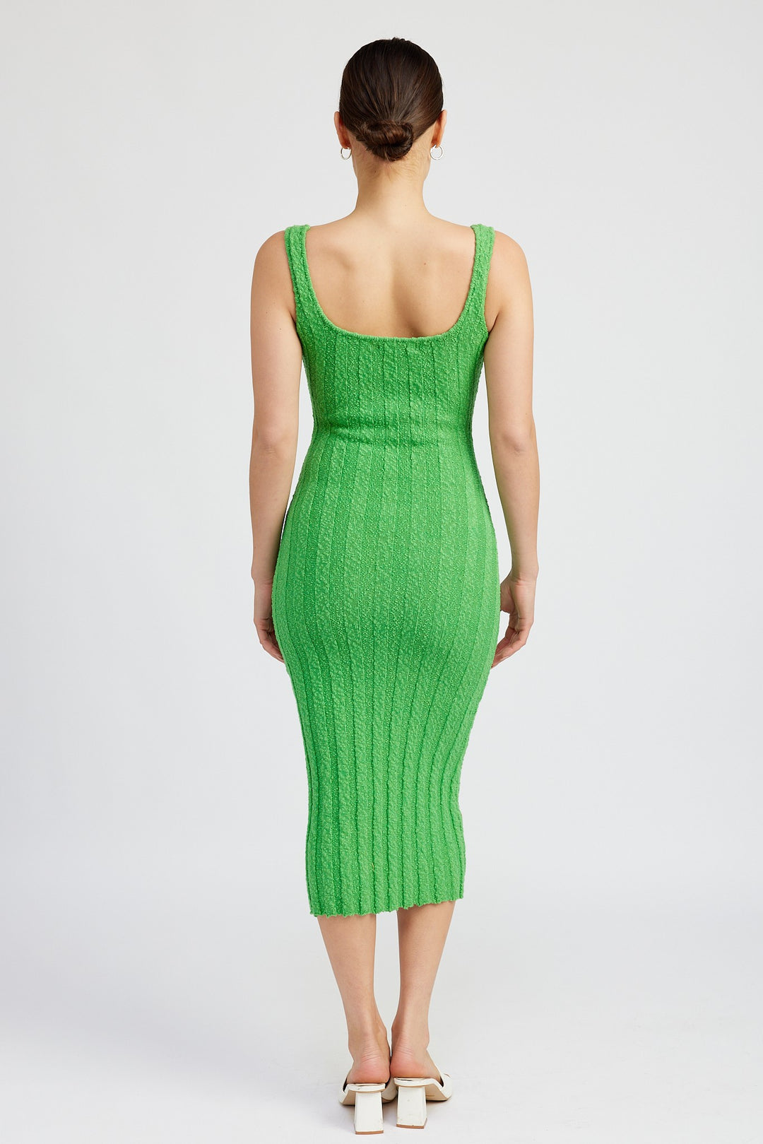 Scoop Neck Ribbed Midi Dress
