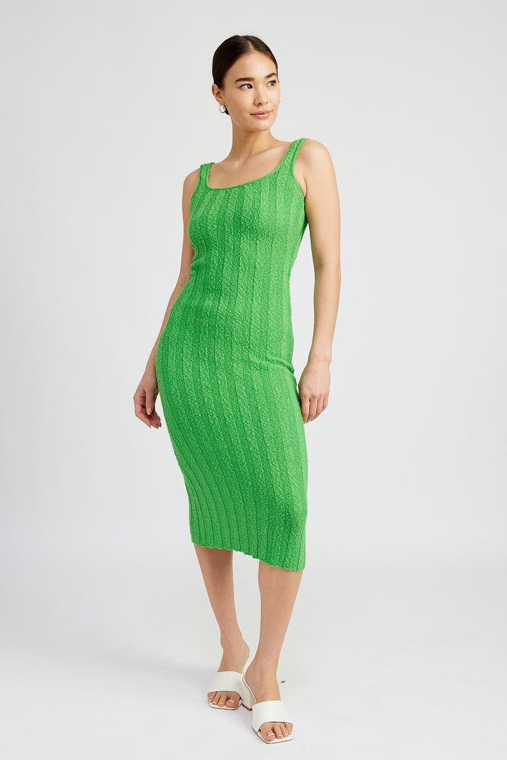 Scoop Neck Ribbed Midi Dress