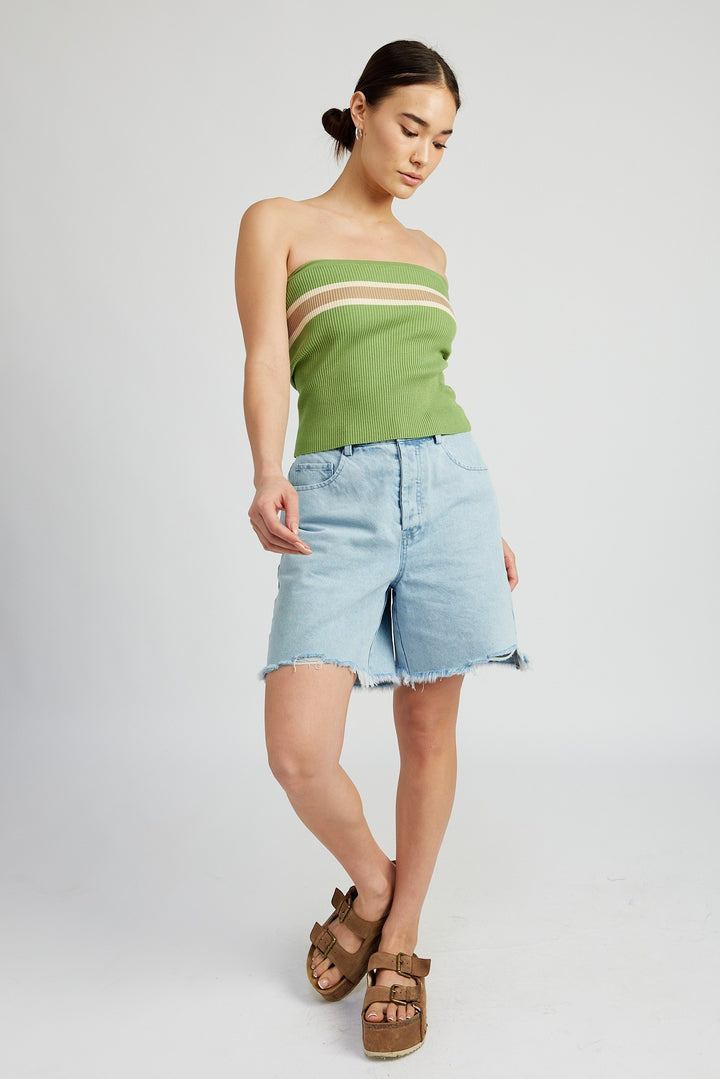 Sage Combo Striped Tube Top