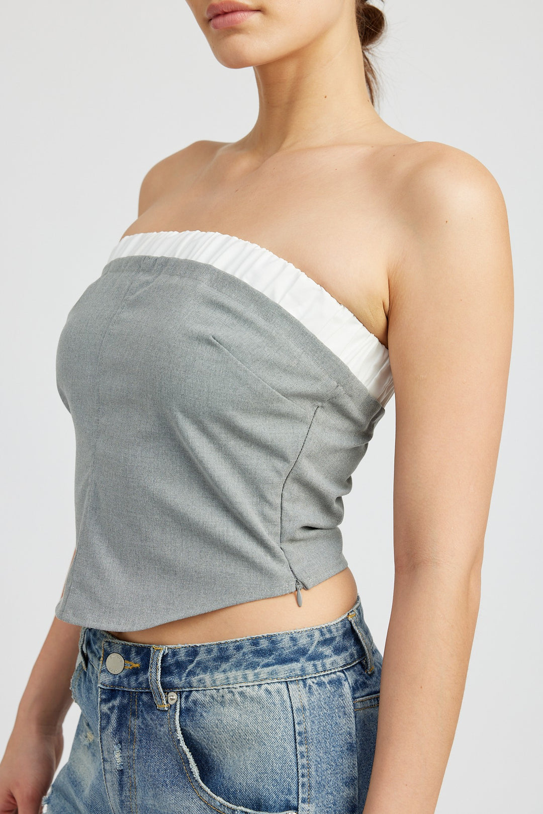 Grey Contrasted Tube Top