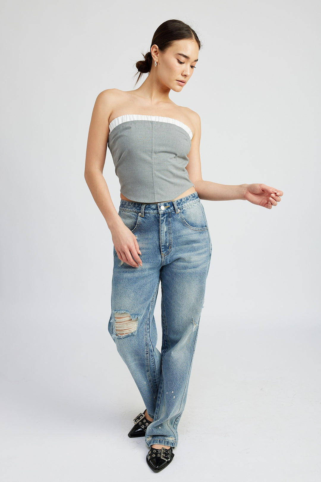 Grey Contrasted Tube Top