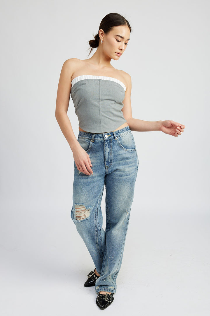 Grey Contrasted Tube Top