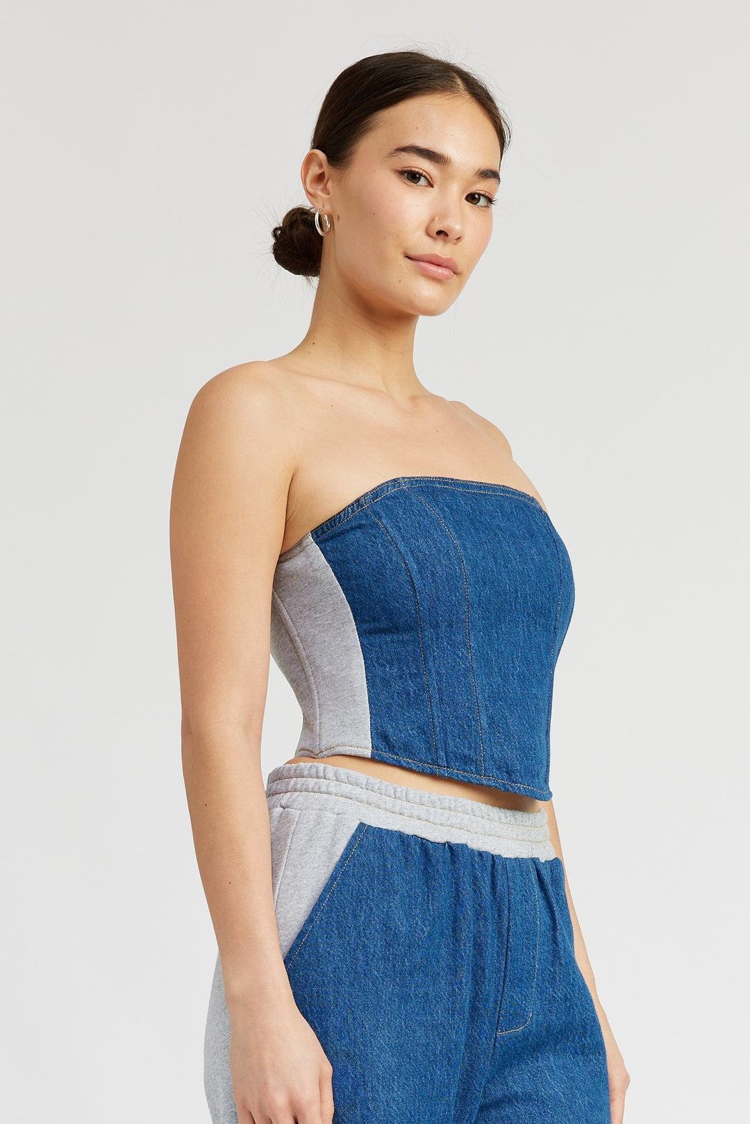 Mixed Media Bustier Top