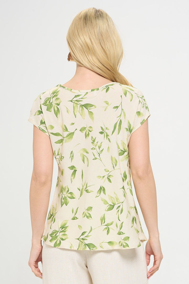 Made In Usa Print Linen Top With Cowl Neck 2