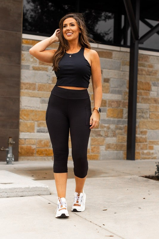 Black Black Capri With Pockets 1