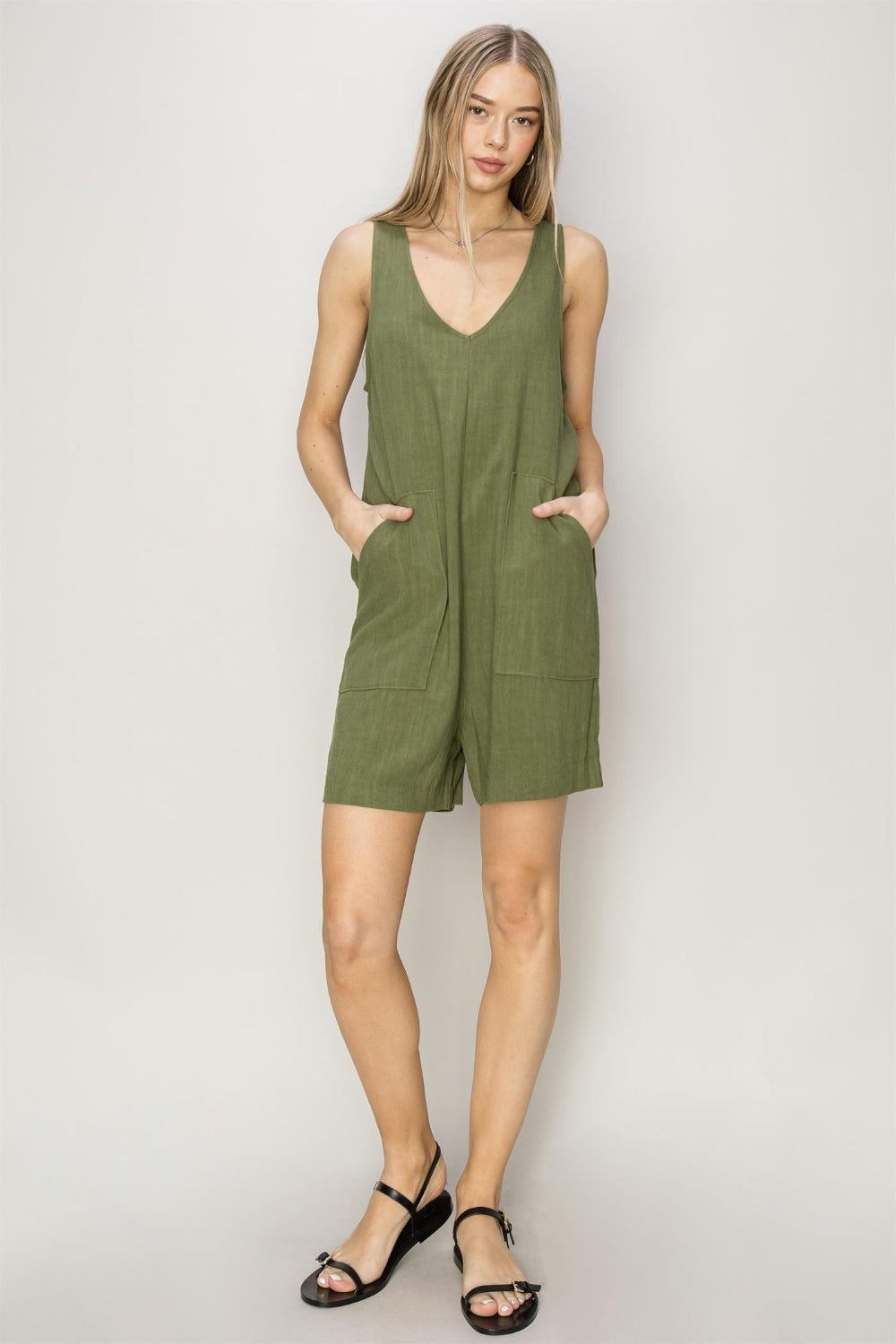 Hyfve V Neck Sleeveless Romper With Pockets
