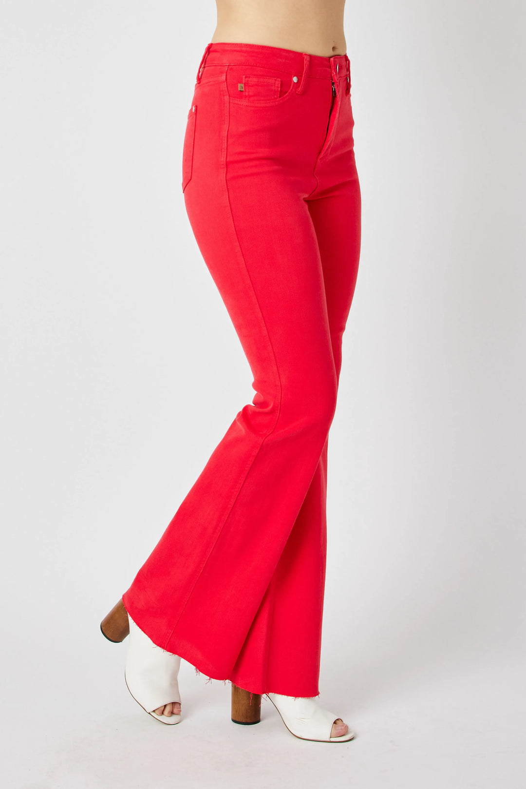 Red Judy Blue Full Size Hw Tummy Control Garment Dyed Flare Jeans Plus Size