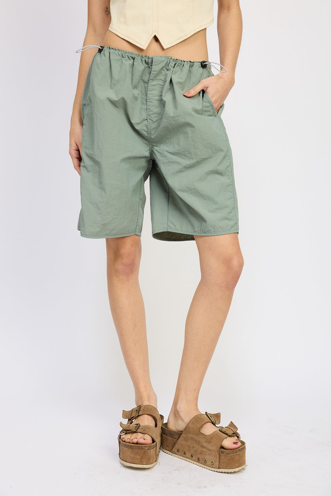 Dusty Olive Contrasted Bermuda Shorts