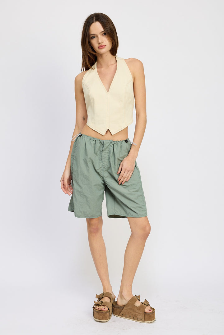 Dusty Olive Contrasted Bermuda Shorts