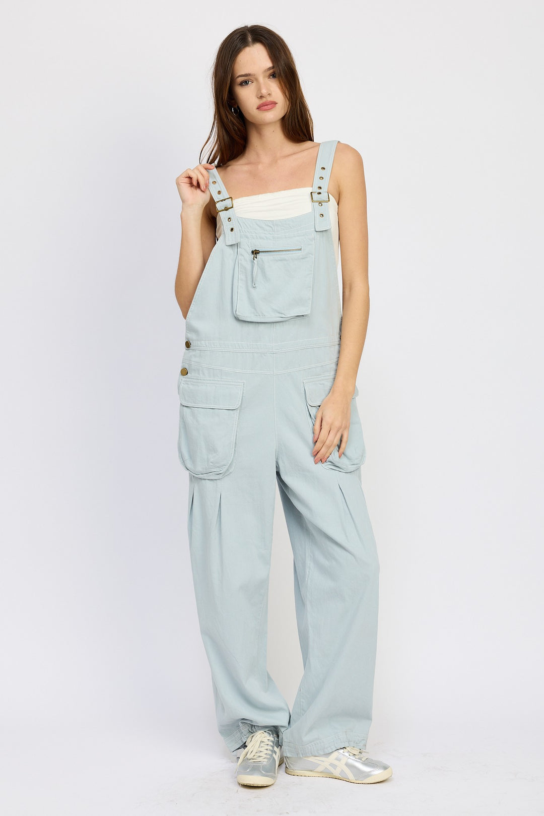 Dusty Blue Oversized Cargo Overalls