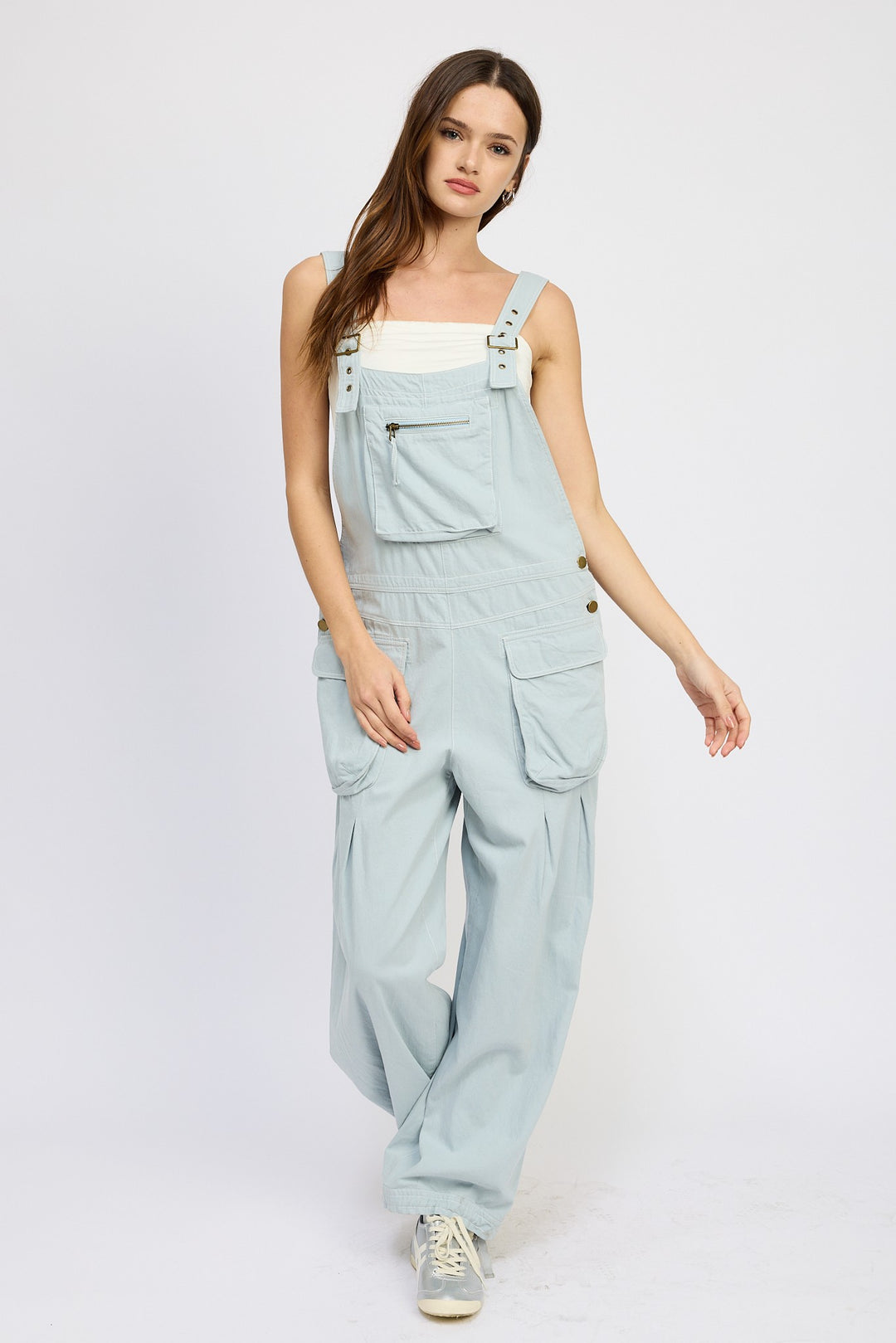 Dusty Blue Oversized Cargo Overalls