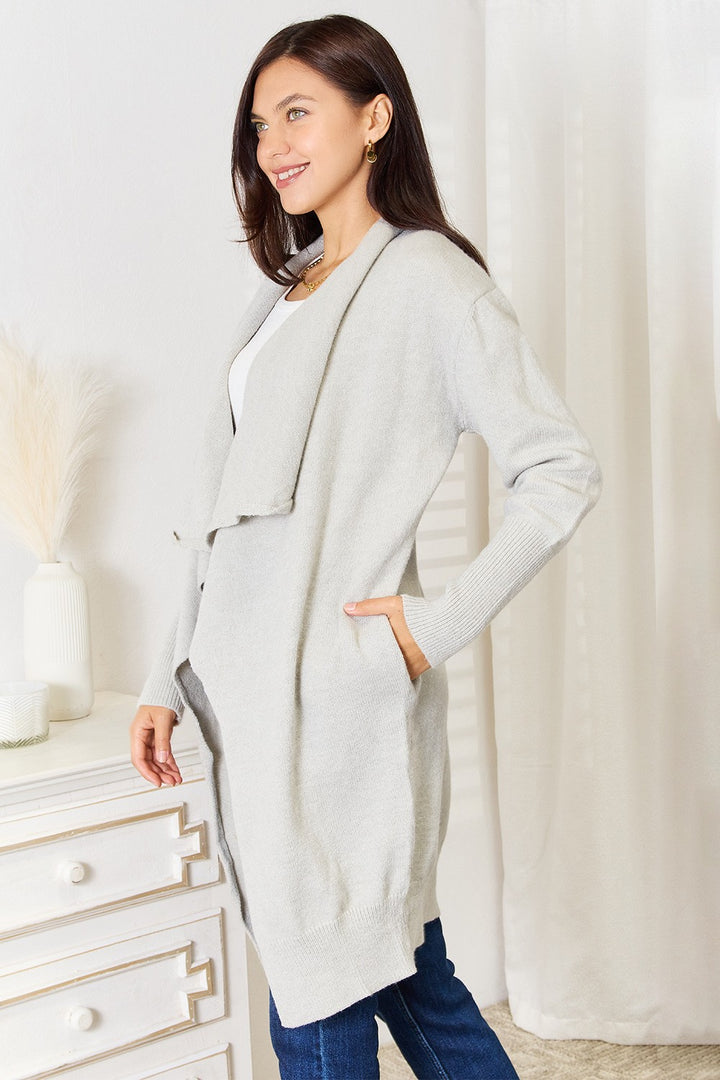 Light Gray Duster Cardigan With Pockets