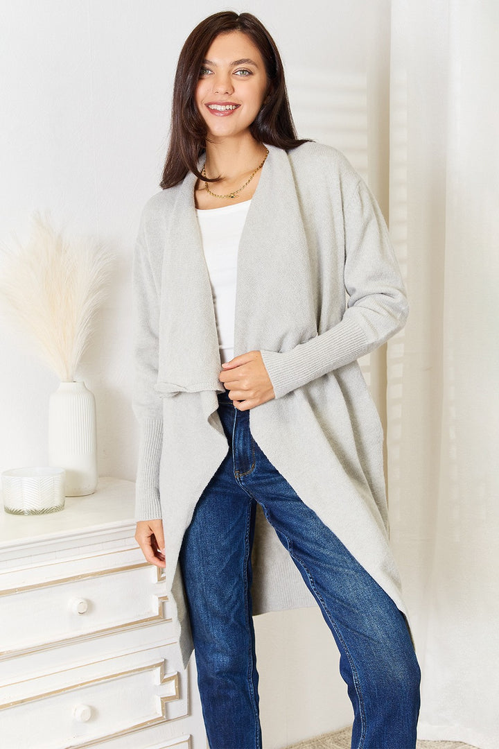 Light Gray Duster Cardigan With Pockets
