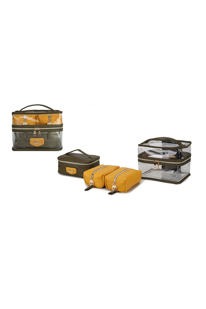 Mustard-Olive Mkf Collection Emma Cosmetic Clear Case Set By Mia