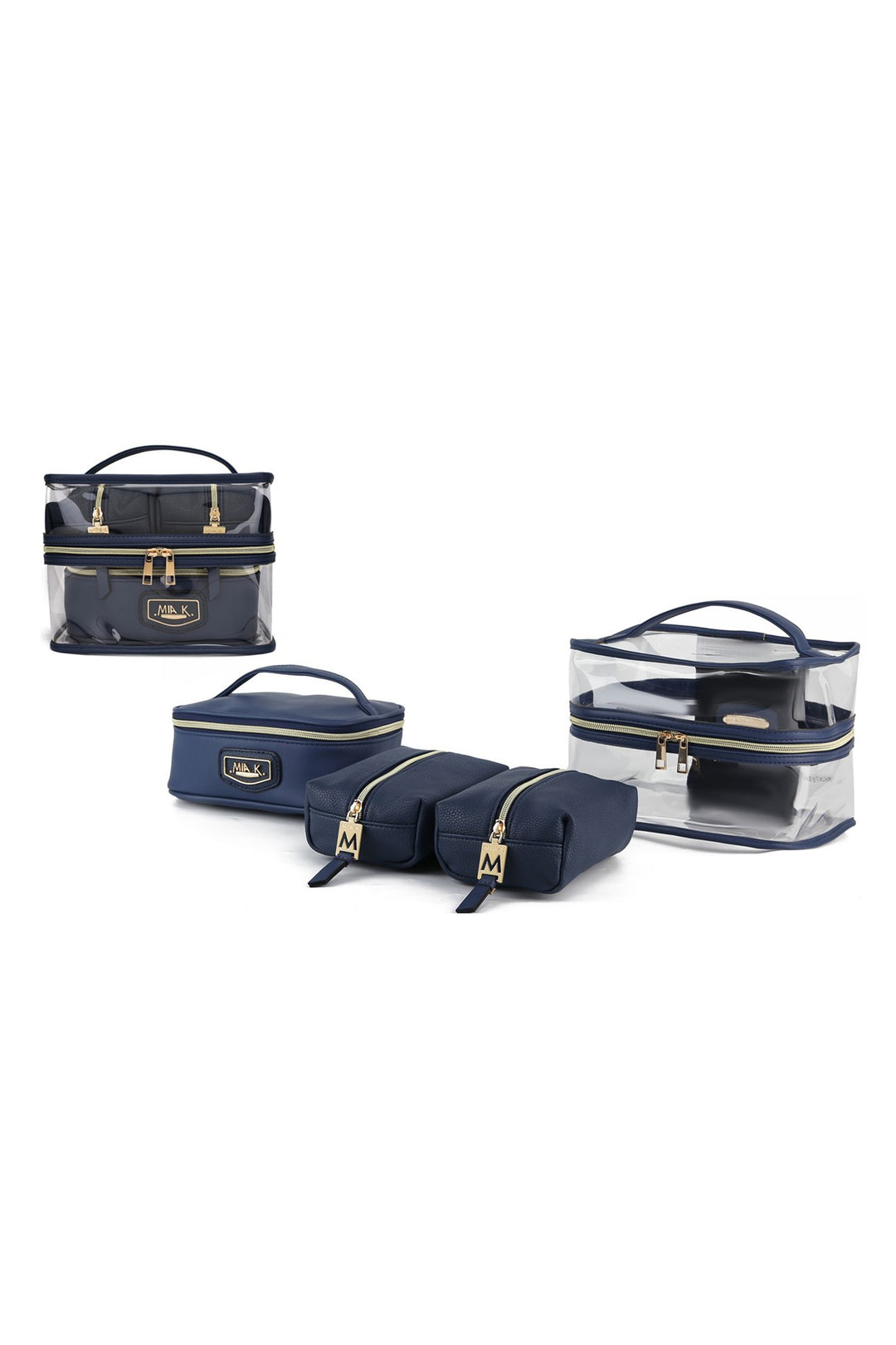 Navy Mkf Collection Emma Cosmetic Clear Case Set By Mia