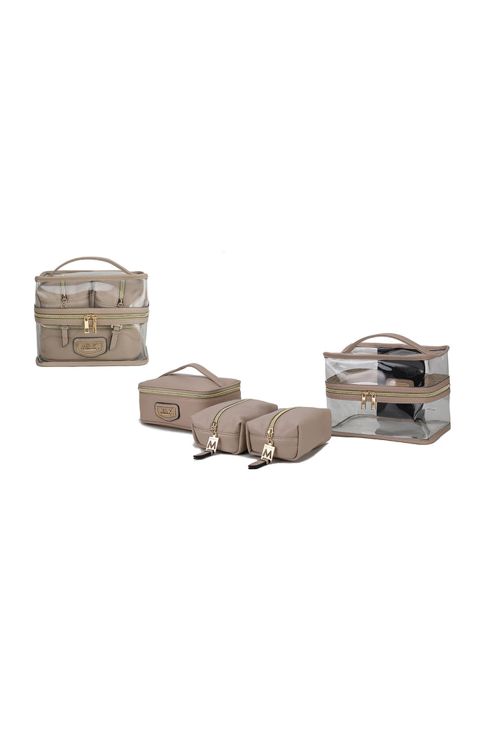 Taupe Mkf Collection Emma Cosmetic Clear Case Set By Mia