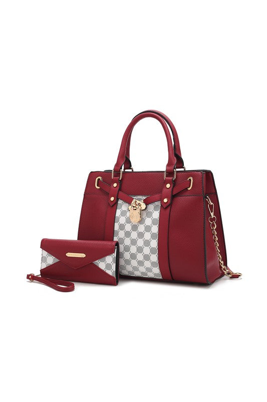 Cognac Brown Mkf Collection Circular Print Satchel Bag By Mia K
