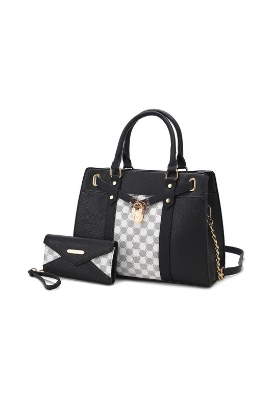 Light Grey Mkf Collection Circular Print Satchel Bag By Mia K
