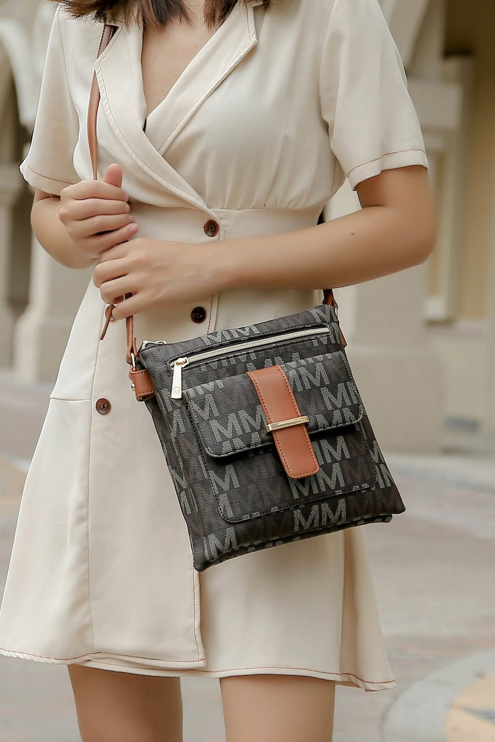 Black Mkf Collection Compartment Crossbody Bag By Mia K