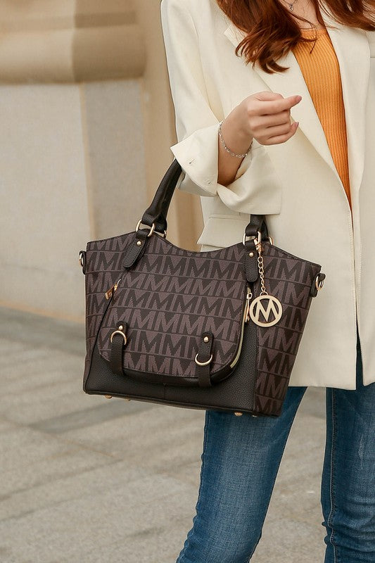 Black Mkf Collection Fula Signature Satchel Bag By Mia K